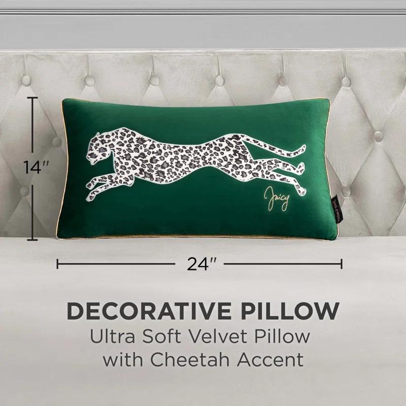 Juicy Couture Velvet Cheetah Plush Decorative Throw Pillows - 14" x 24"