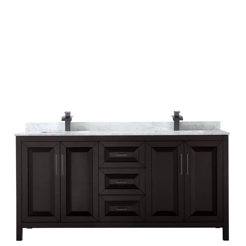 Wyndham Collection Daria 72'' Double Bathroom Vanity with Carrara Marble Top