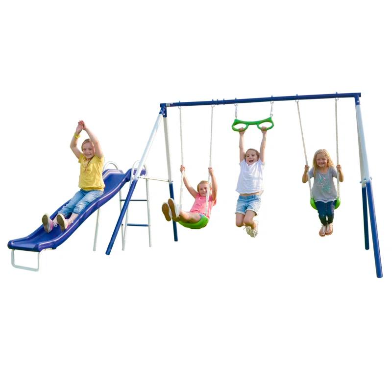 Sportspower Sportspower Sierra Vista Metal Swing Set with Lifetime Warranty on 5' Double Wall Slide