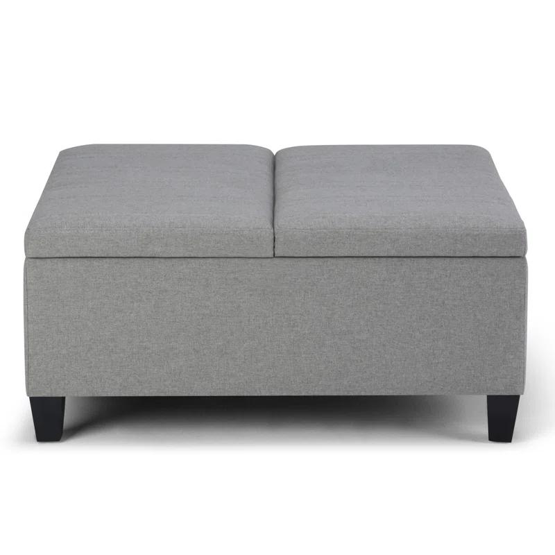Simpli Home Ellis 36"W Upholstered Square Coffee Table Storage Ottoman with Split Lift Top & Reviews | Wayfair