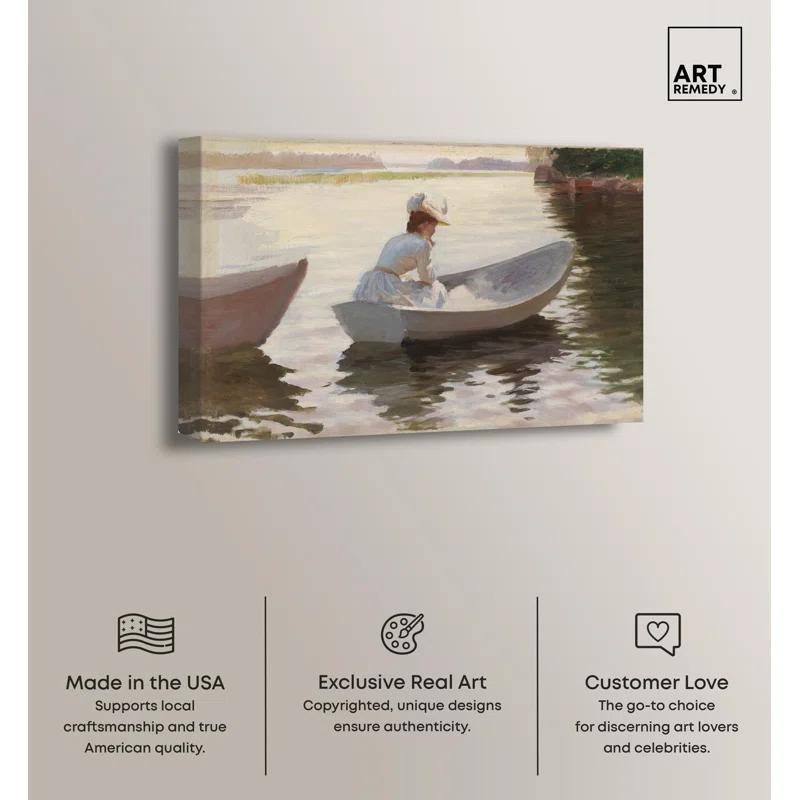 Art Remedy Woman in a Rowing Boat Canvas Classic Female Portraits by Art Remedy