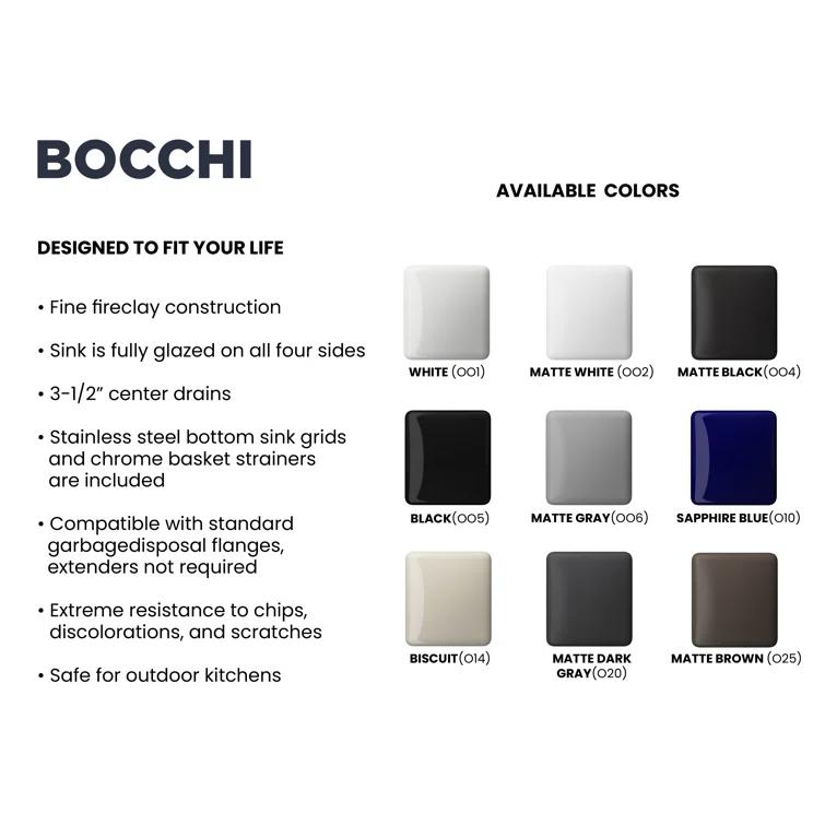 33'' L Farmhouse / Apron Double Bowl Fireclay Kitchen Sink