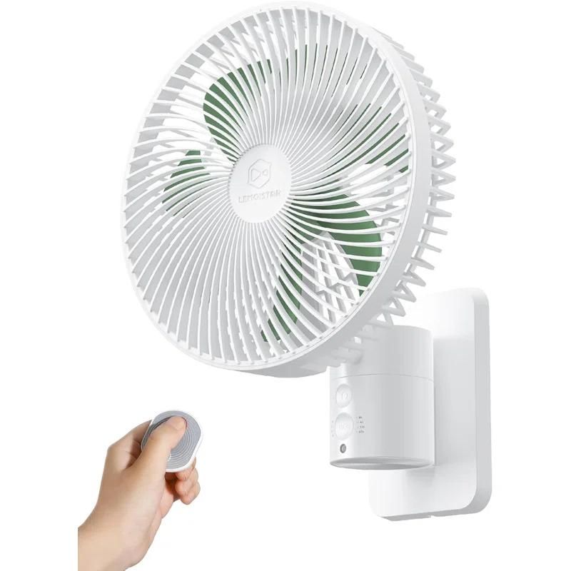 ATC CABINETS Wall Mount Oscillating Small Fan with Remote,8.5 Inch Bedroom RV Fans,4 Speeds,Timer