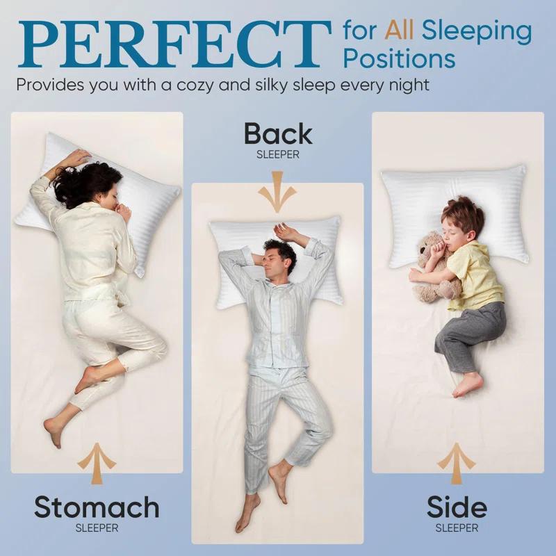 Hotel Collection Bed Pillows For Sleeping, Bed Pillows Queen Size Set Of 2,Gusseted Pillow For Back, Stomach Or Side Sleepers