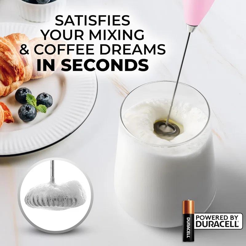 Zulay Kitchen Milk Frother with Batteries 4pcs Duracell Included - Handheld Milk Frother Wand Drink Mixer for Coffee, Latte, Cappuccino, Tea, Hot Chocolate | Wayfair