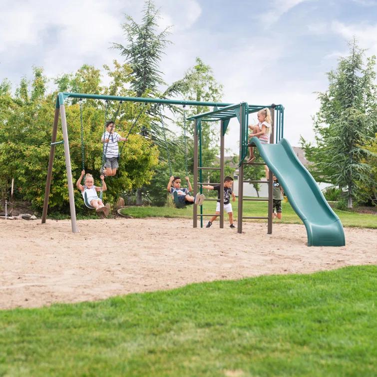 Lifetime Lifetime Powder Coated Steel Swing Set with 4 Swing(s) , 1 Slide(s)