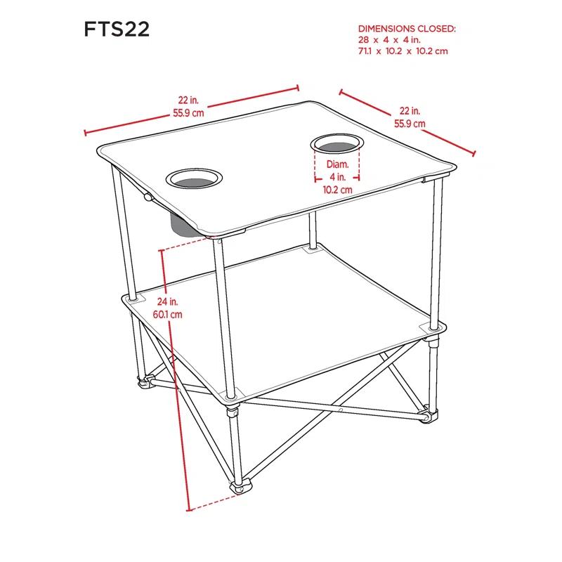 Rio Brands Square Compact Folding Beach Table