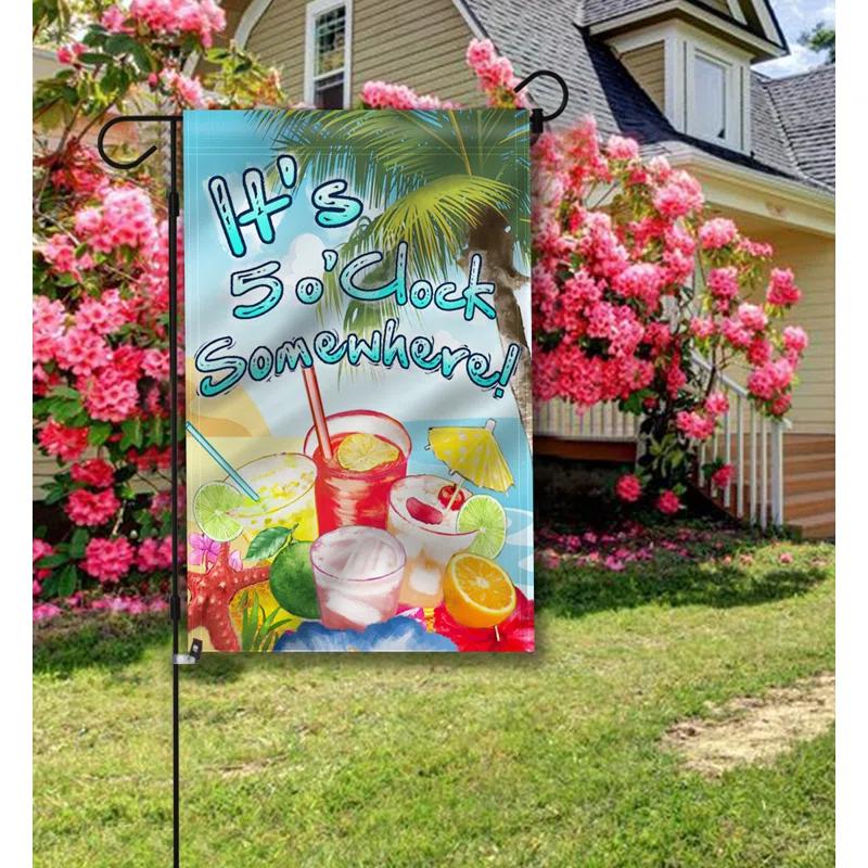 Dovecove It's 5 o'Clock Somewhere Summer Decorative Garden Flags 18 x 12.5 Inch