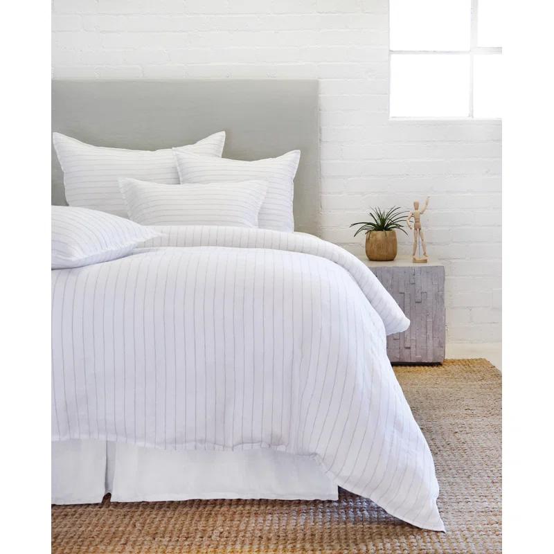 Blake Linen Duvet by Pom Pom at Home - Flax and Midnight / Queen