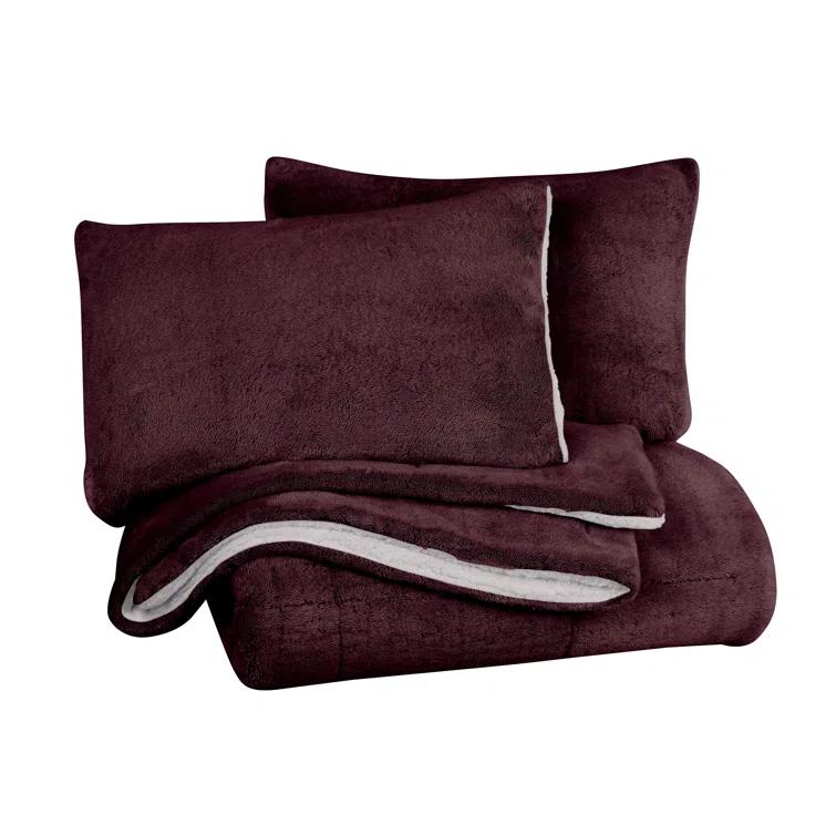 Swift Home Ultra Plush Reversible Faux Fur and Sherpa 3-Piece Comforter Set