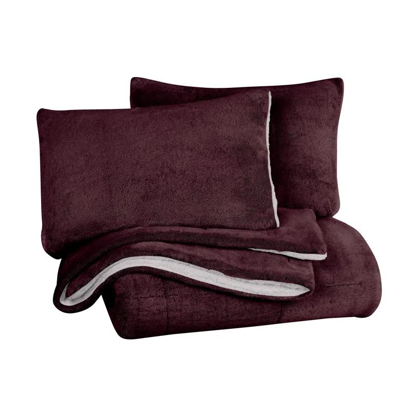 Ultra Plush Reversible Faux Fur and Sherpa 3-Piece Comforter Set