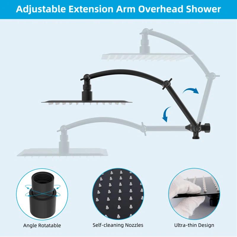 All Metal 12 Inch High-Pressure Rainfall Shower Head with Handheld Sprayer