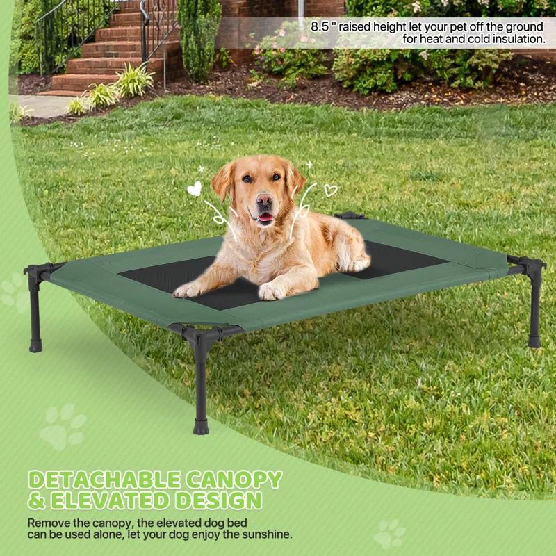 Tucker Murphy Pet™ Elevated Dog Bed With Canopy, Outdoor Dog Cot With Removable Canopy Shade Tent, Raised Pet Cot