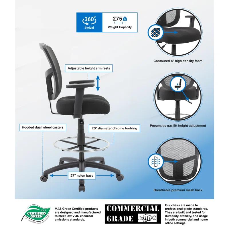 Boss Office Products Mesh Drafting Chair