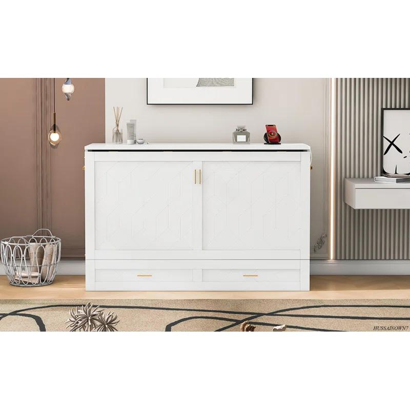 GROUPES Murphy Bed Wall Bed With Drawer And A Set Of Sockets & USB Ports, Pulley Structure Design