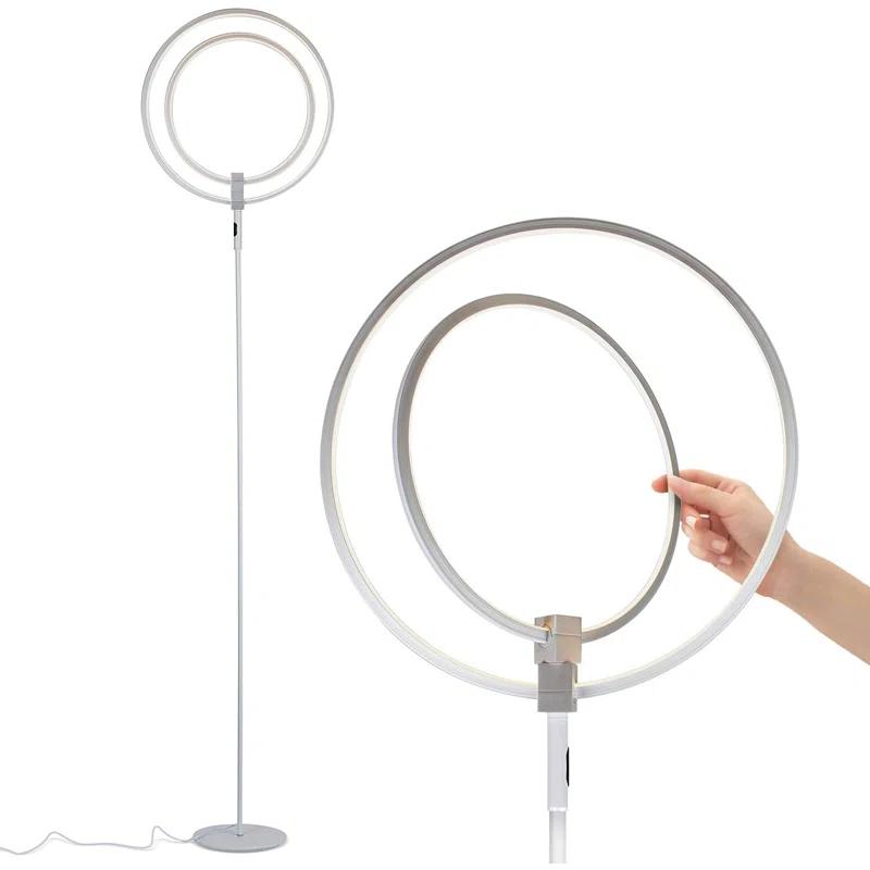 Brightech Eclipse 79 in. Industrial 2-Light 3-Way Dimming LED Floor Lamp with 2 Height Adjustable Heads
