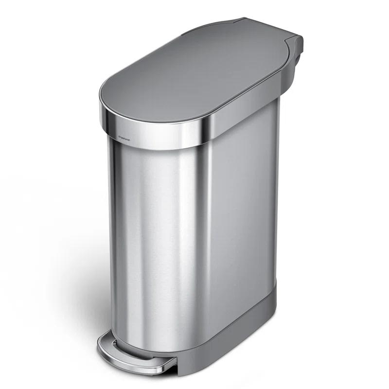 simplehuman simplehuman 45 Liter / 12 Gallon Slim Hands-Free Kitchen Step Trash Can, Stainless Steel