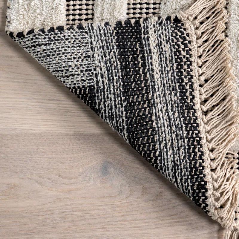 Ebern Designs Merrick Tasseled Cotton and Wool Area Rug