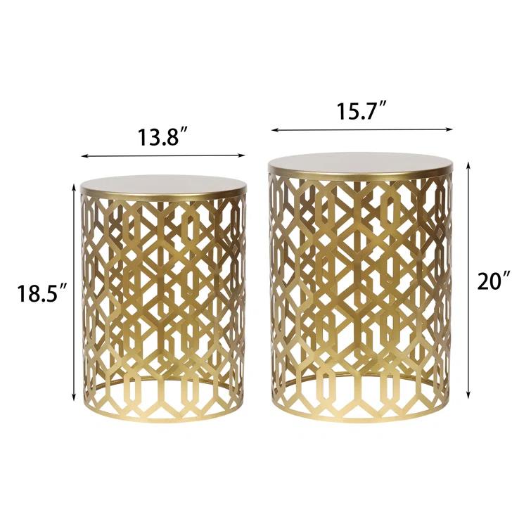 Rosdorf Park Arvil Golden Round Metal End Table(set of 2)