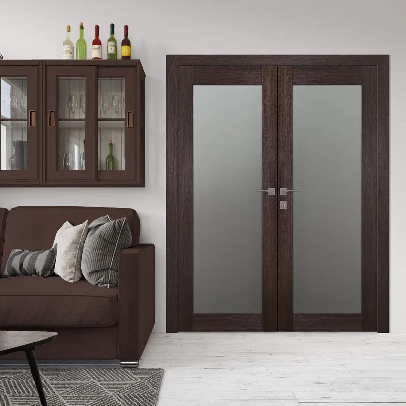 Belldinni Avon 207 Solid Manufactured Wood and Glass Frosted Prefinished Standard French Door