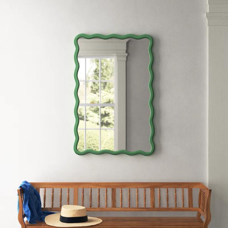 Allurine Wood Wavy Wall Mirror