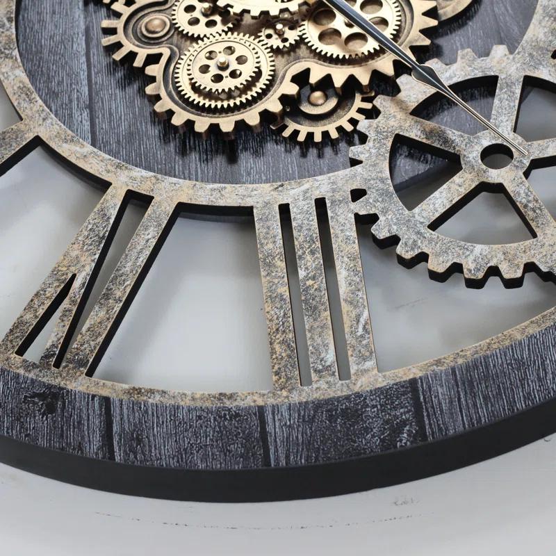 The Gears Clock Wall Clock 36" Round Oversized for Living Room decor with Real Moving Gears America Collection