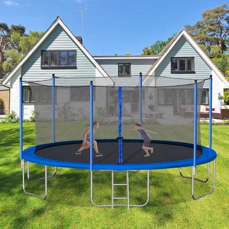 Ceballos 14FT  Trampoline With Safety Enclosure Net,Heavy Duty Jumping Mat And Spring Cover Padding For Kids And Adults,  Ladder