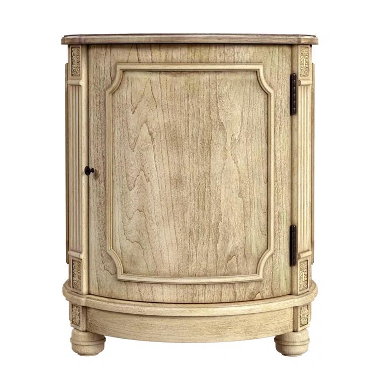 Thurmond Light Brown Round Wood Side Table with Storage