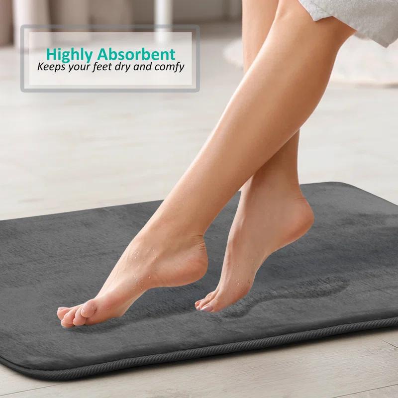 Clara Clark Ultra Soft and Absorbent Memory Foam Bath Rug Set with Non-Slip Backing