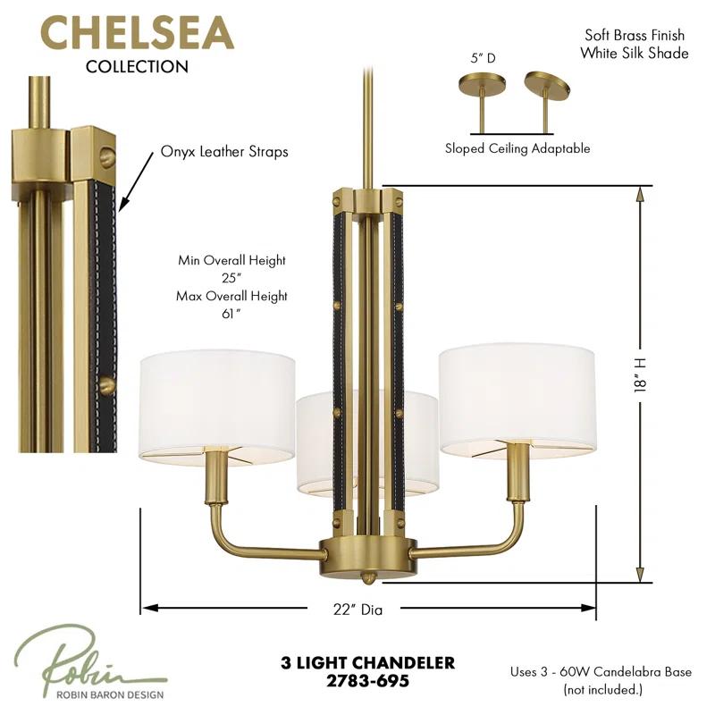 Minka Lavery Chelsea Soft Brass With White Silk Chandelier