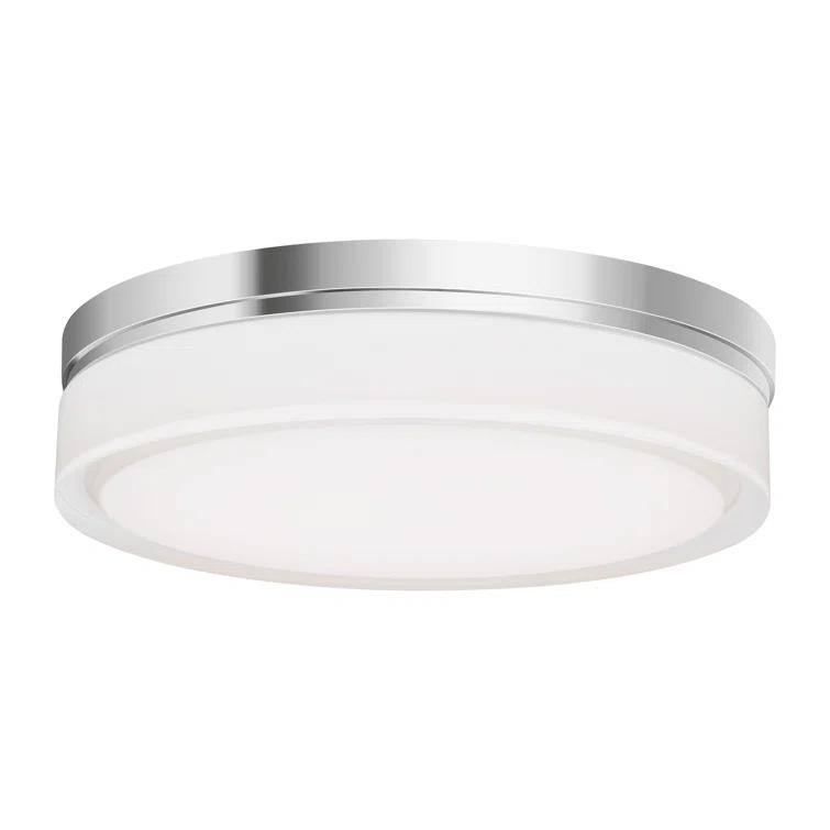 Satin Nickel Elegance LED Flush Mount with Pressed Glass Shade