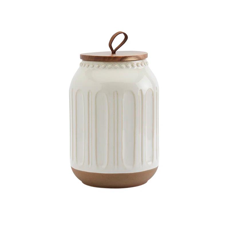 Tabletops Gallery On the Counter 3PC Ziggy Canisters With Acacia Wood Lid
