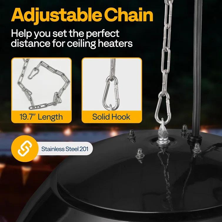 VIVOHOME 1,500-Watt Outdoor Ceiling Mount Hanging Patio Heater with 3 Heat Settings