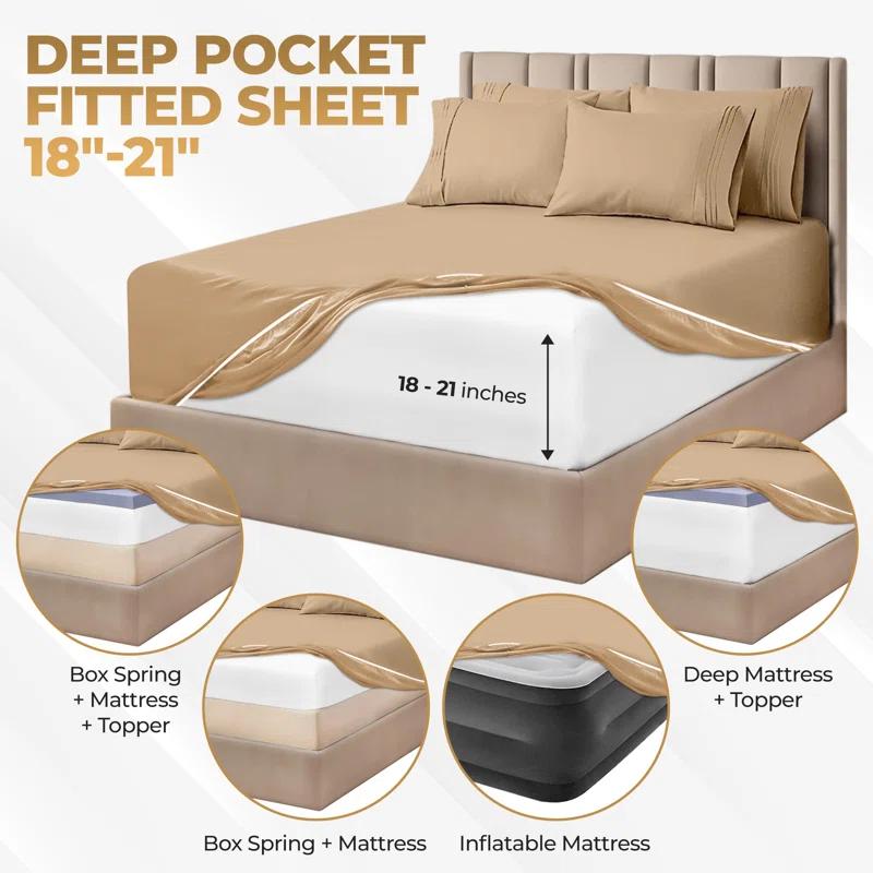 Superior Luxury 1000 Thread Count Certified Egyptian Cotton Solid Extra Deep Pocket 4 Piece Bed Sheet Set