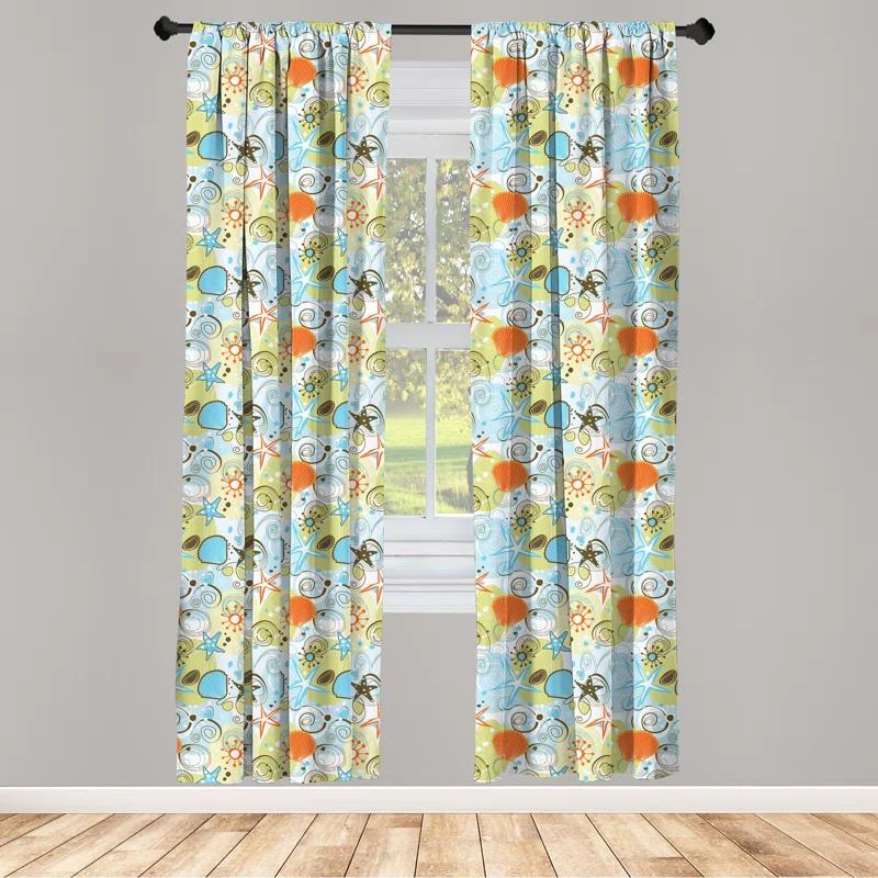 Ambesonne Semi-Sheer Rod Pocket Curtain Panels (Set of 2)
