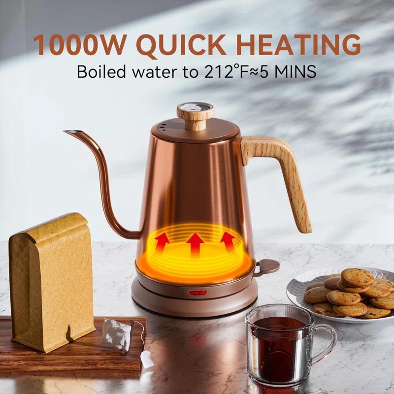 Zolosh Gooseneck Electric Kettle with Thermometer 1L