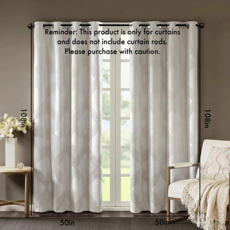 Madison Park Bentley Ogee Knitted Jacquard Geometric Total Blackout Single Curtain Panel