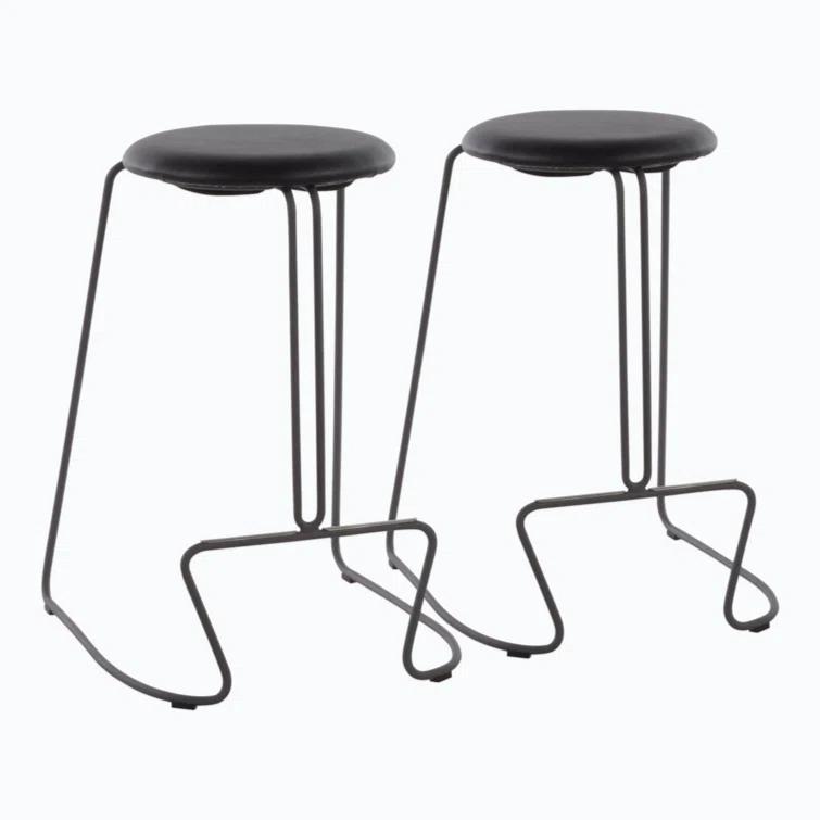 Upholstered Counter Stool with Metal Frame