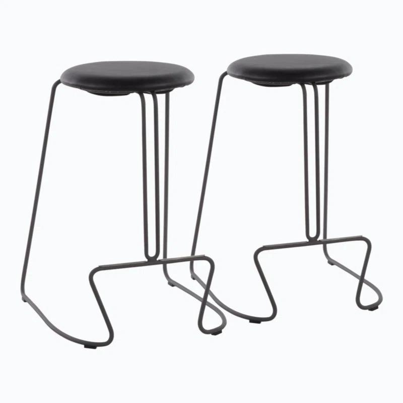 Upholstered Counter Stool with Metal Frame