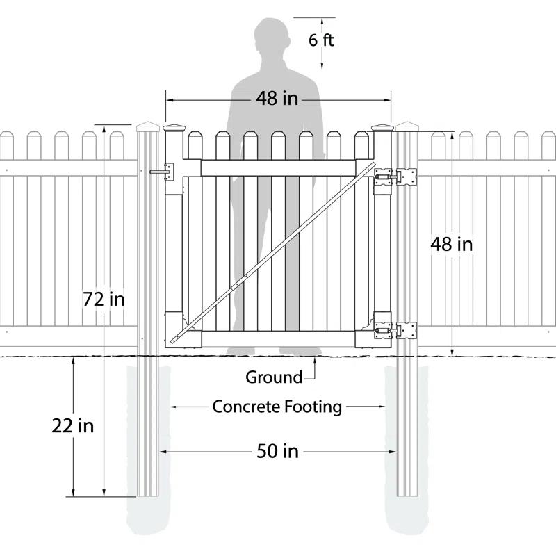 WamBam 4 ft. H x 4 ft. W Traditional Picket Gate