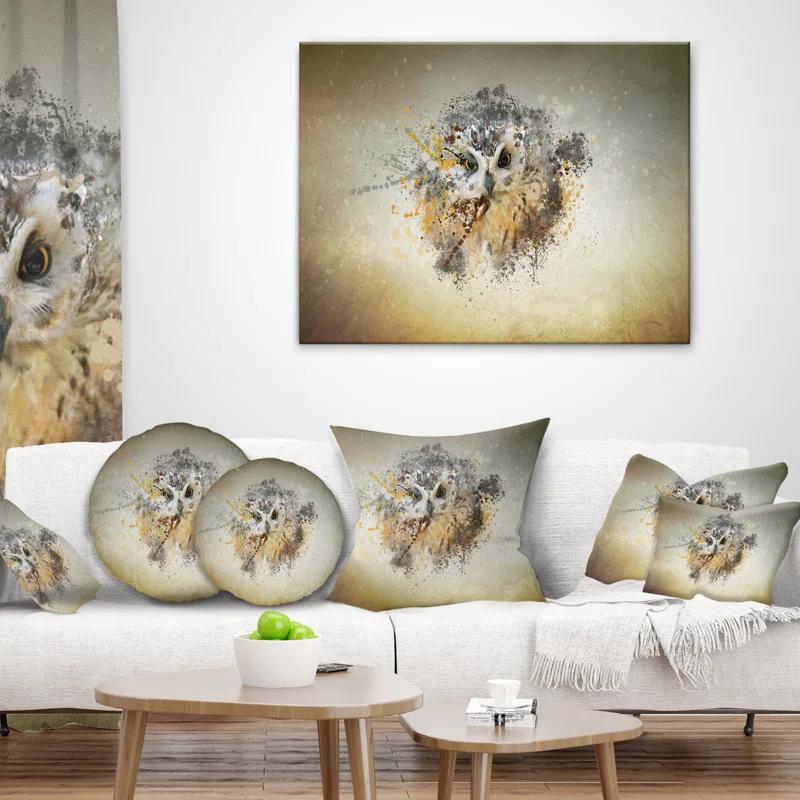 Design Art Large Gracing Owl - Animal Printed Throw Pillow