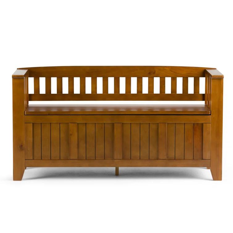 Simpli Home Acadian Solid Wood Entryway Storage Bench with Lift-Top Lid and Dual Compartments