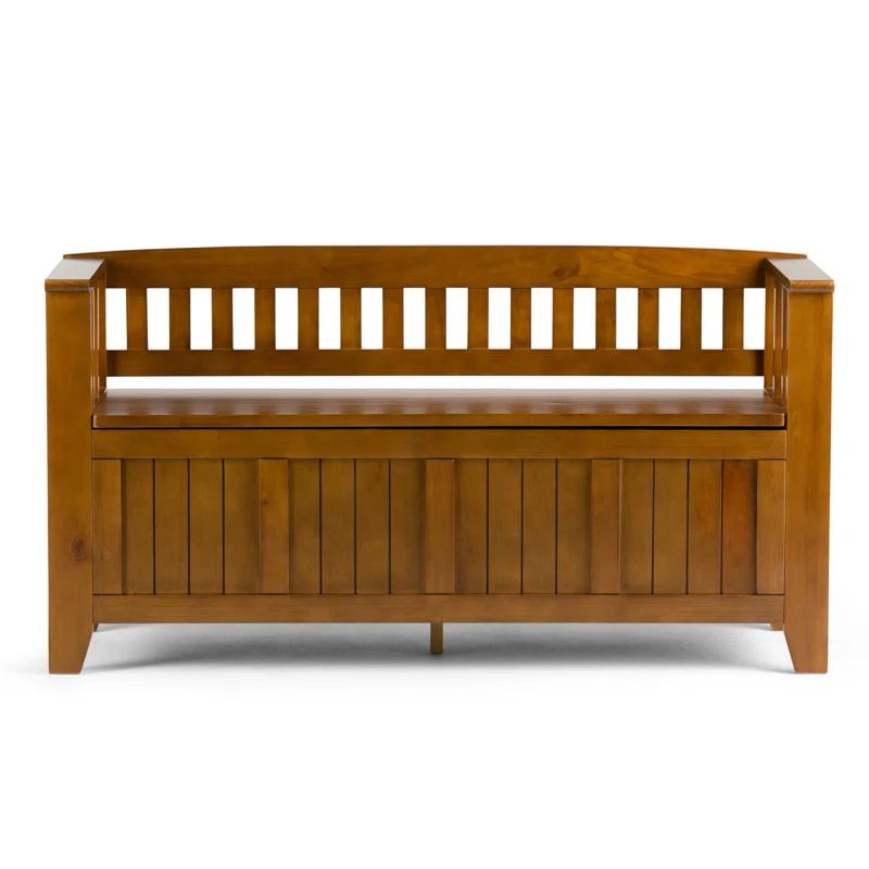 Simpli Home Acadian Solid Wood Entryway Storage Bench with Lift-Top Lid and Dual Compartments