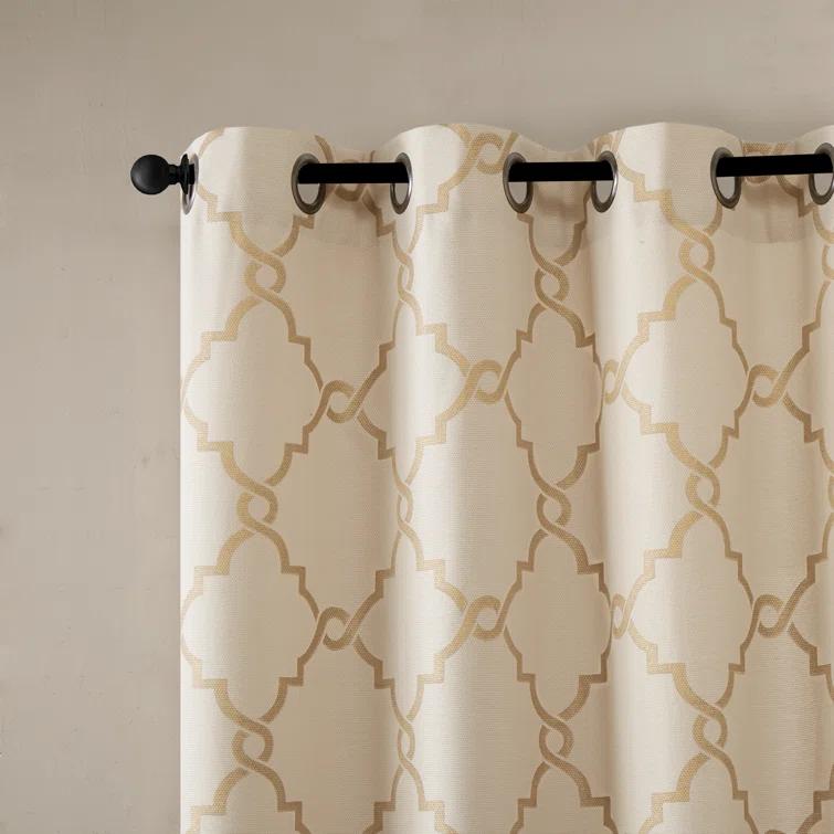 Madison Park Saratoga Fretwork Print Grommet Top Single Window Valance
