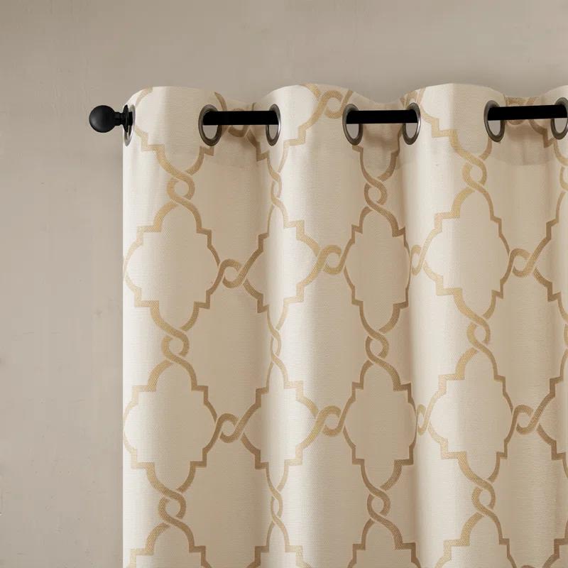 Madison Park Saratoga Fretwork Print Grommet Top Single Window Valance
