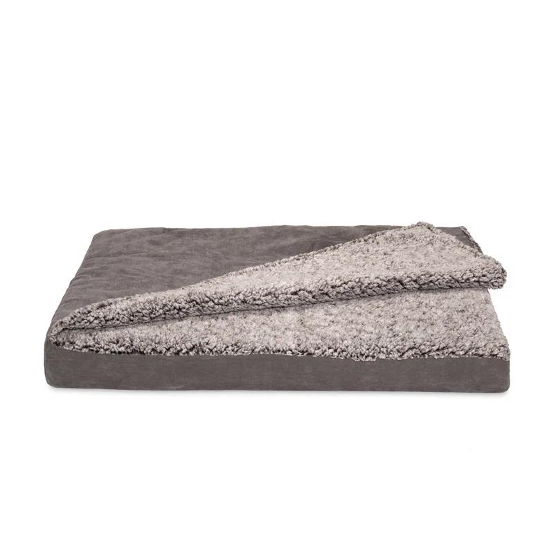 FurHaven Berber and Suede Blanket Top Mattress Memory Foam Dog Bed