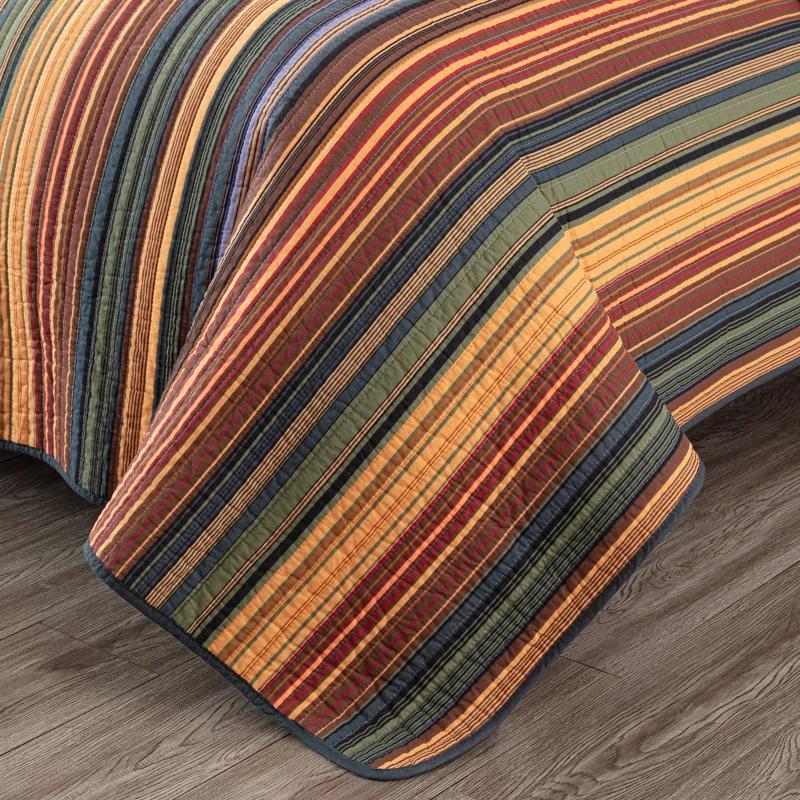 Chezmoi Collection Avery Striped Pre-Washed Cotton Quilt Set