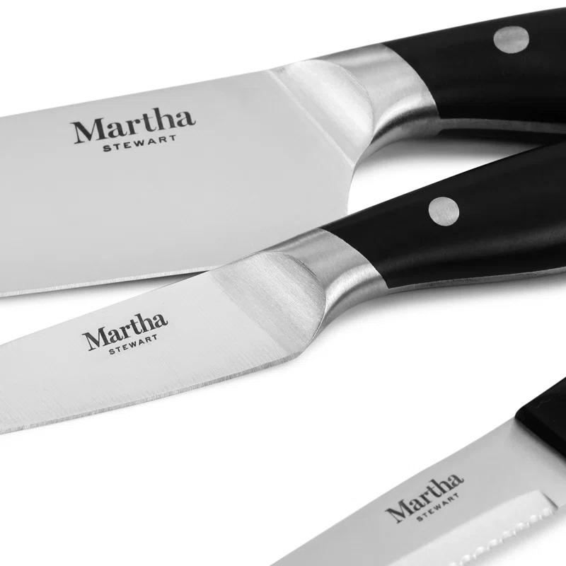 Martha Stewart Martha Stewart Stainless Steel 14 Piece Cutlery And Knife Block Set In Black
