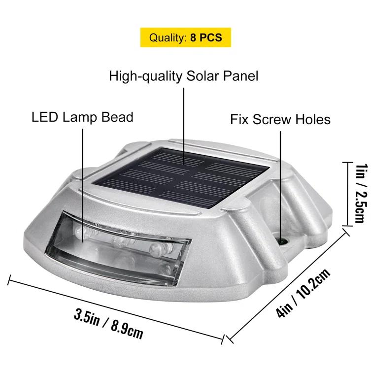 VEVOR Solar Dock Lights Low Voltage Solar Powered Integrated LED Metal Pathway Light Pack (Set of 8)