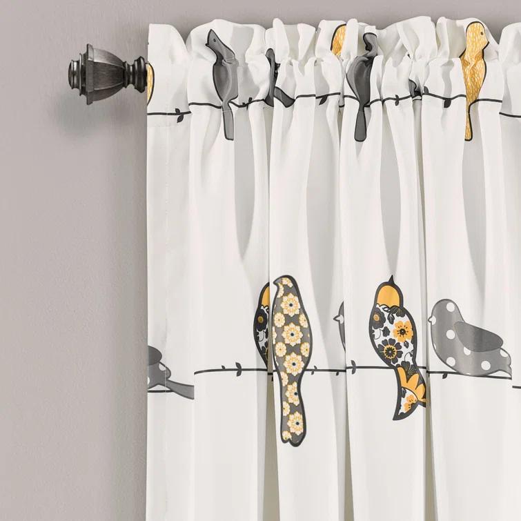 Frifoho Rowley Birds Room Darkening Thermal Rod Pocket Curtain Panels (Set of 2)
